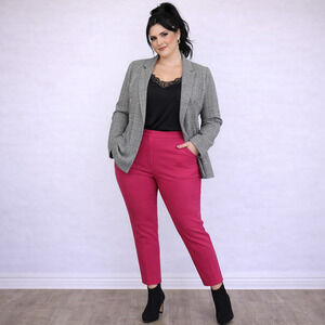 Torrid Womens 3X Plus Size Blazer Jacket Black White Plaid 90s Work Career